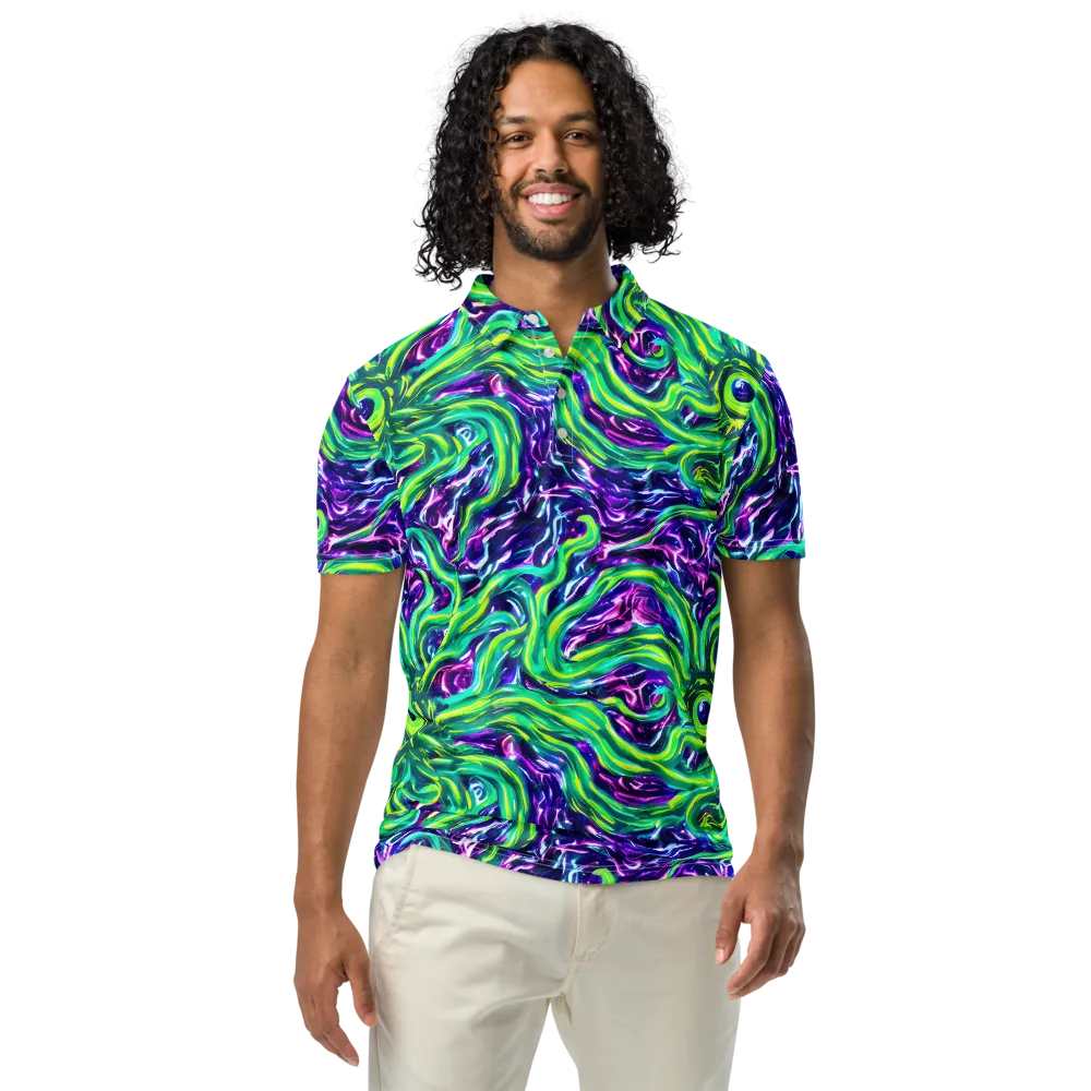 Cosmic Spill on Men's Slim Fit Polo Shirt — Front