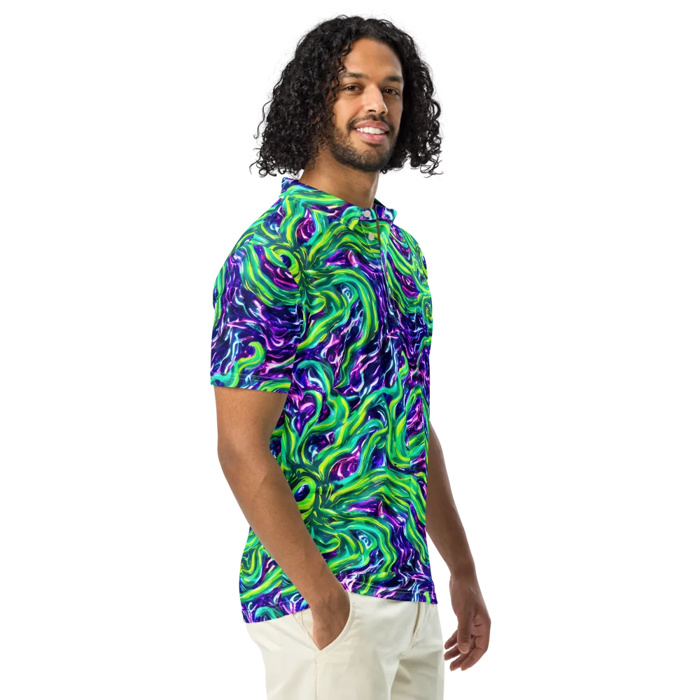 Cosmic Spill on Men's Slim Fit Polo Shirt — Right Front