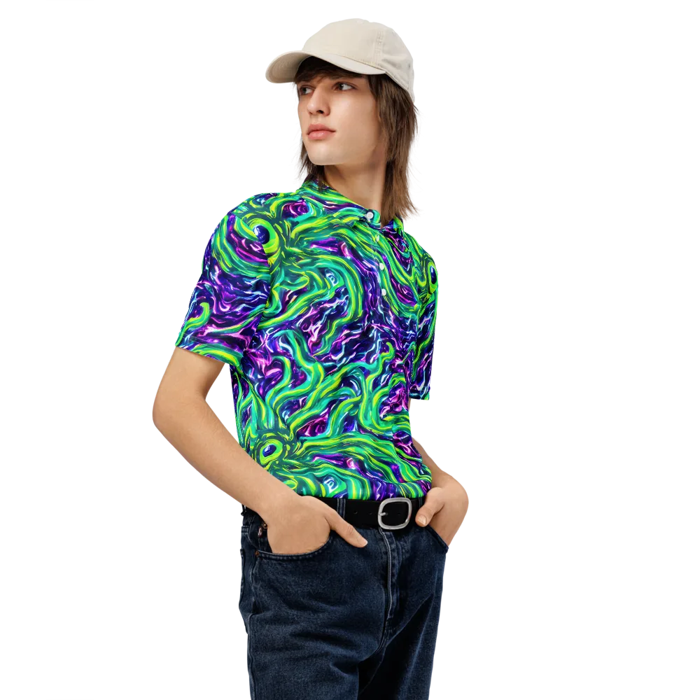 Cosmic Spill on Men's Slim Fit Polo Shirt — Right Front