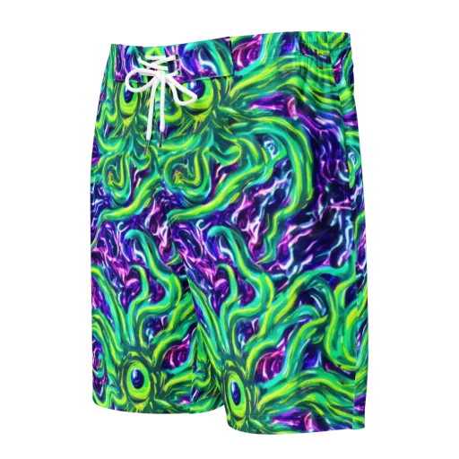 Cosmic Spill on a Men's Board Shorts