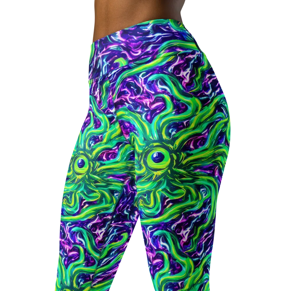 Cosmic Spill on Yoga Leggings — Left Front