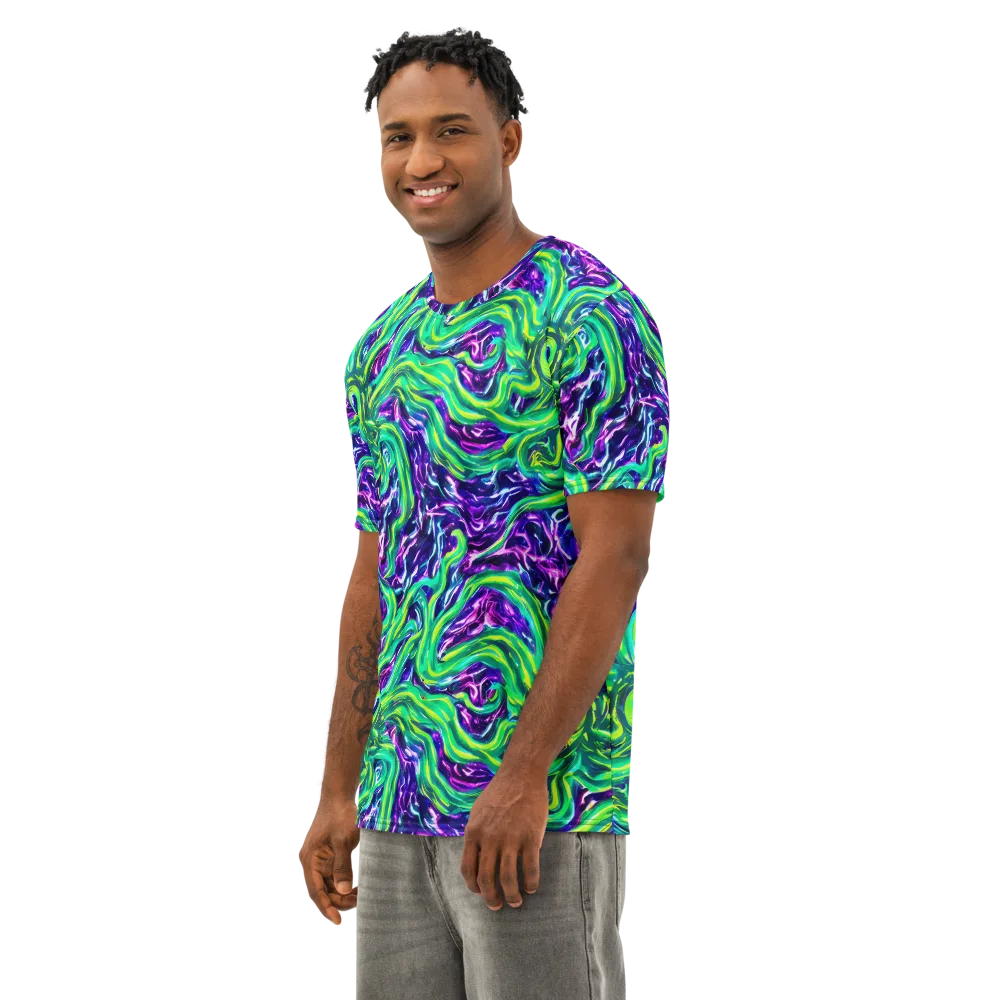 Cosmic Spill on Men's Cotton Crew Neck T-Shirt — Left Front