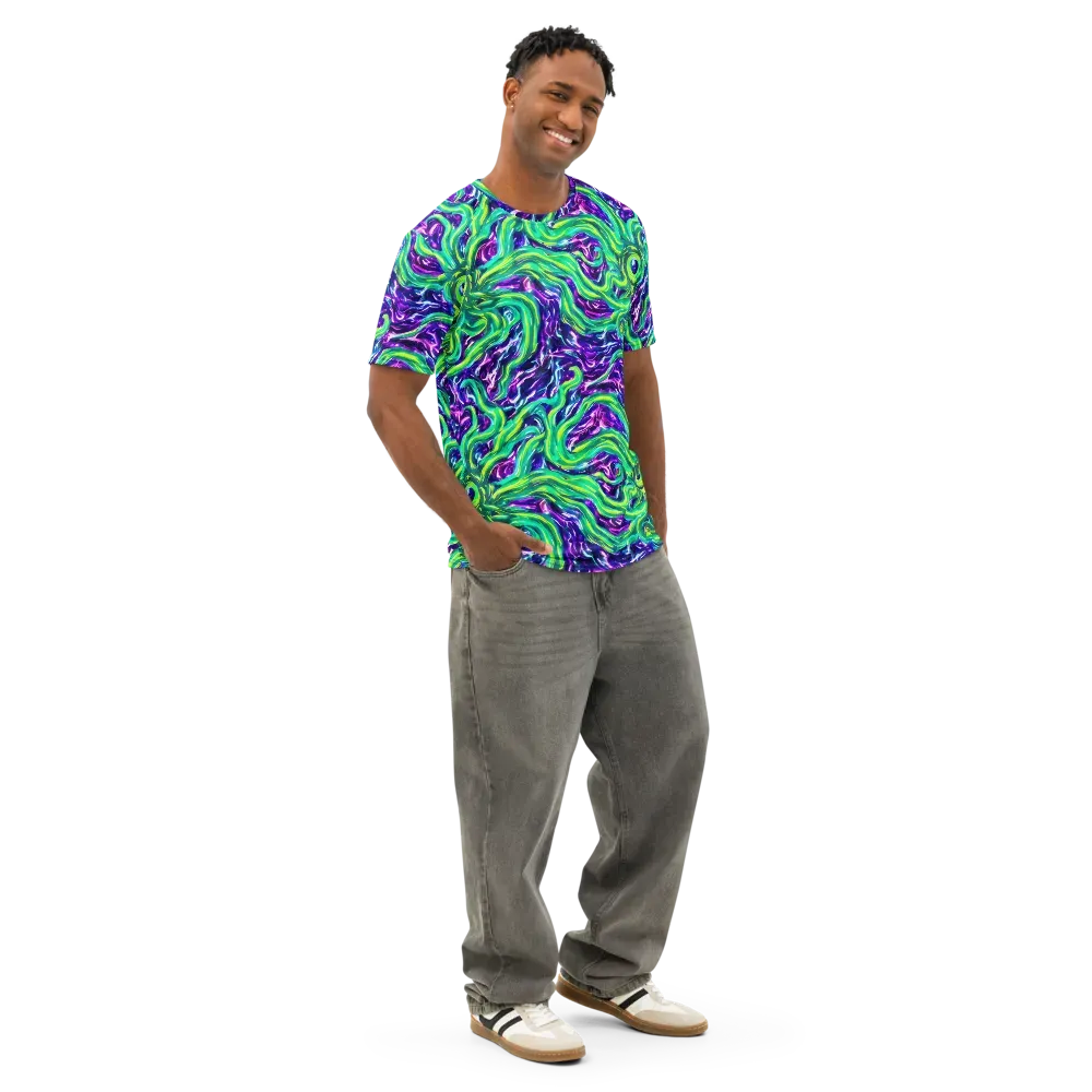 Cosmic Spill on Men's Cotton Crew Neck T-Shirt — Right Front