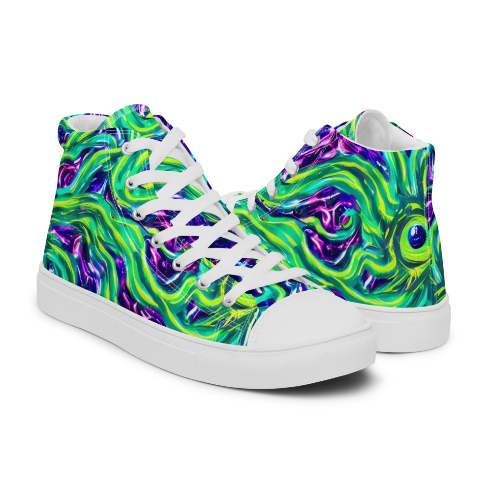 Cosmic Spill on Men's High Top Canvas Shoes — Right