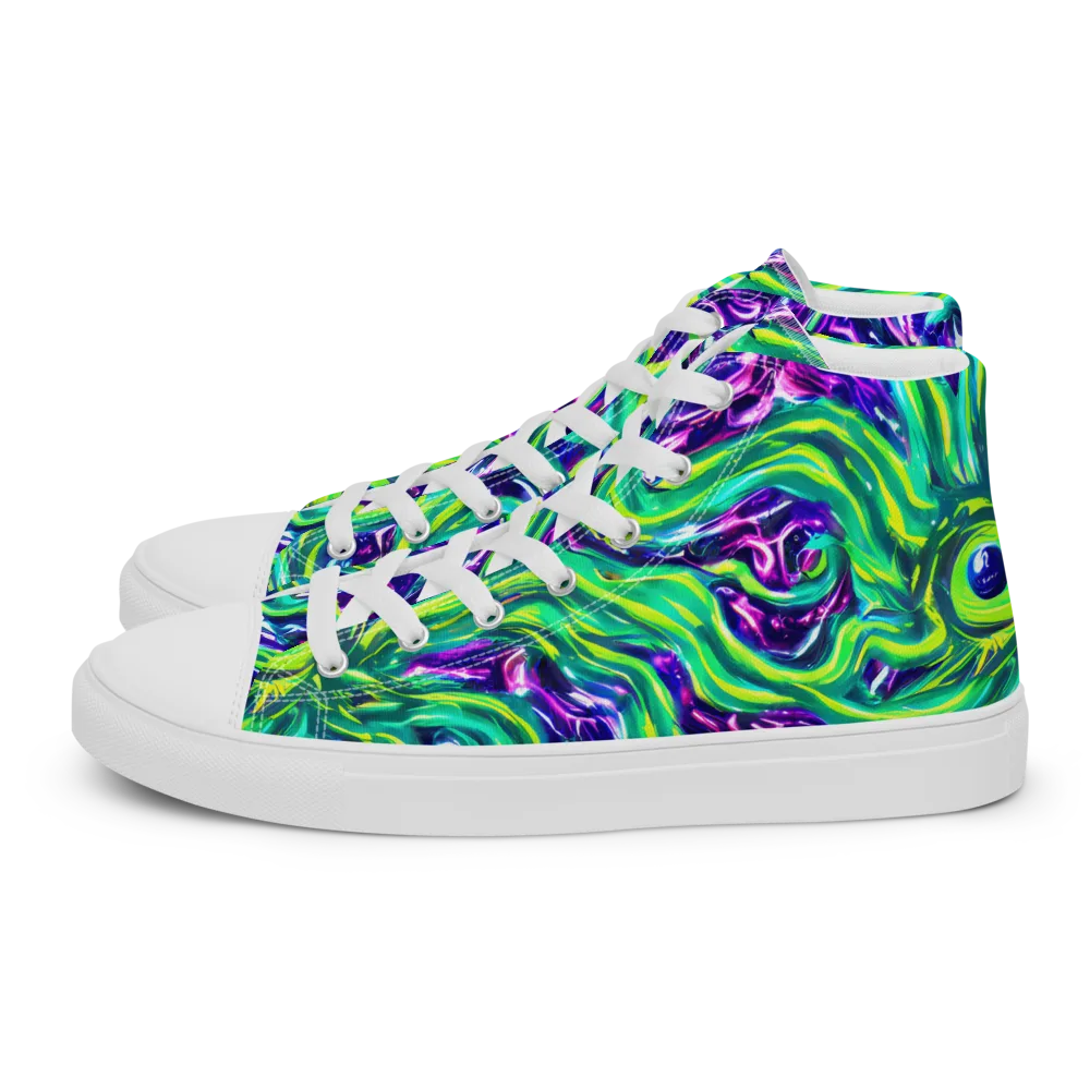 Cosmic Spill on Women's High Top Canvas Shoes — Left