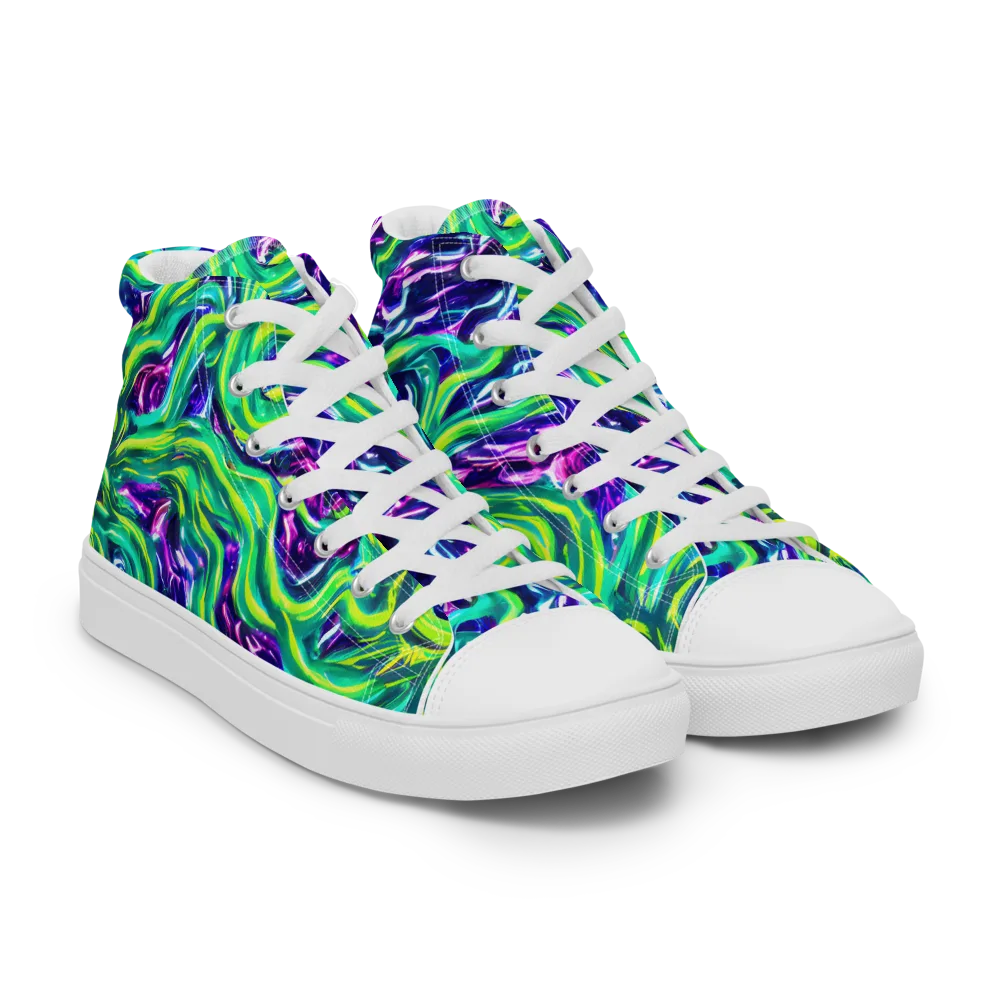 Cosmic Spill on Women's High Top Canvas Shoes — Right Front