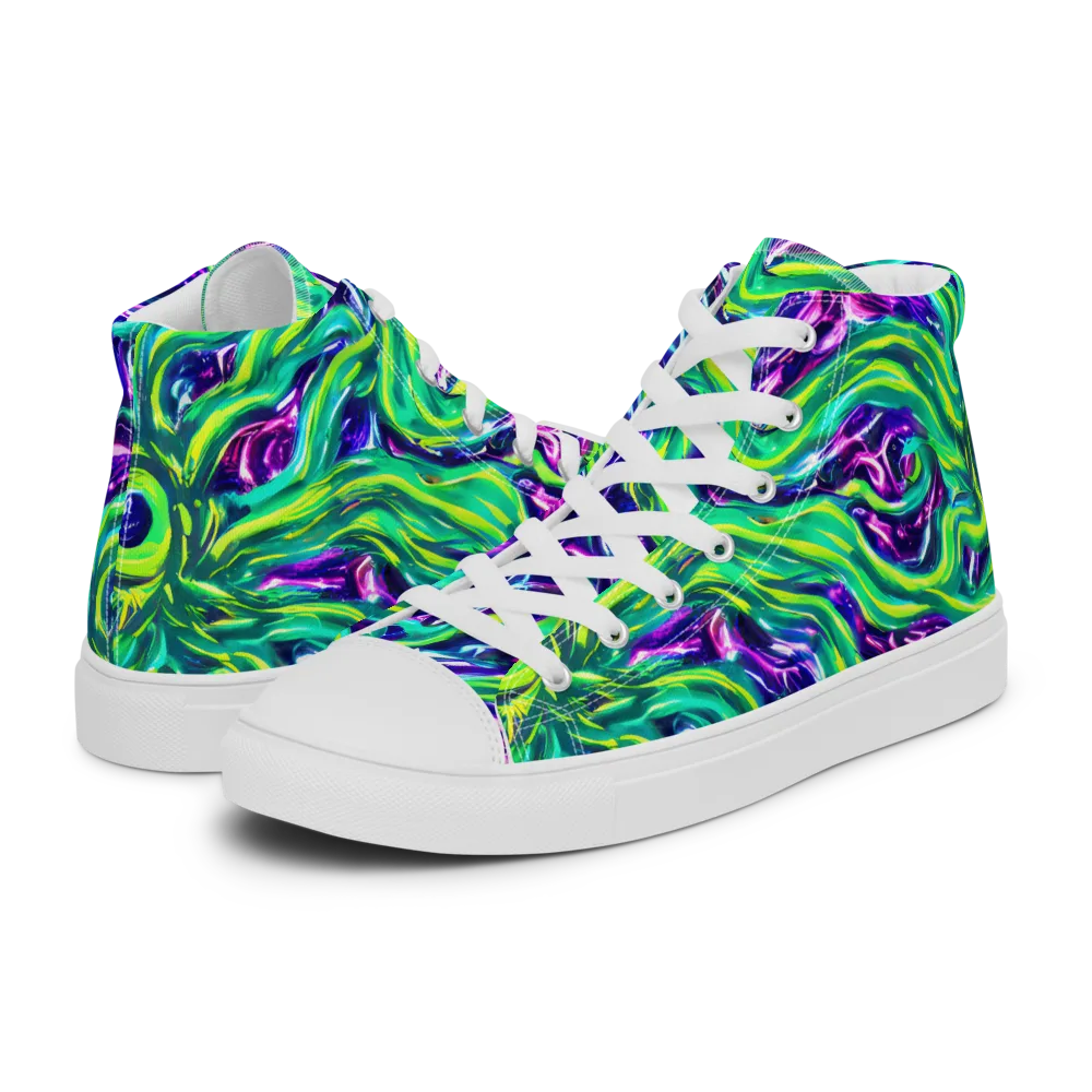 Cosmic Spill on Women's High Top Canvas Shoes — Left