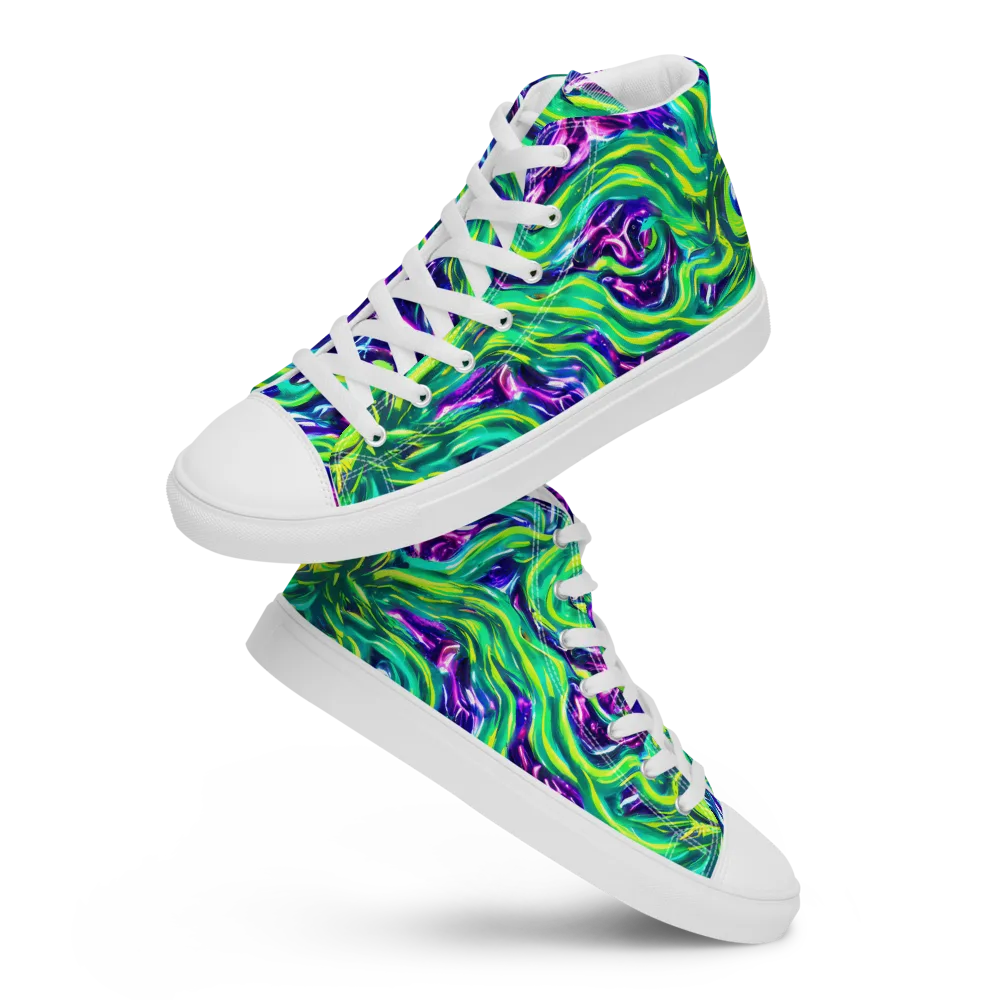 Cosmic Spill on Women's High Top Canvas Shoes — Front