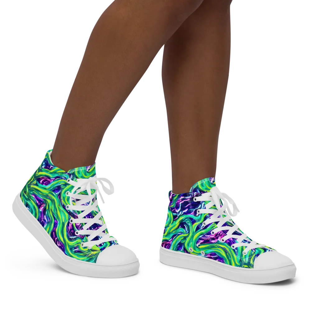 Cosmic Spill on Women's High Top Canvas Shoes — Right