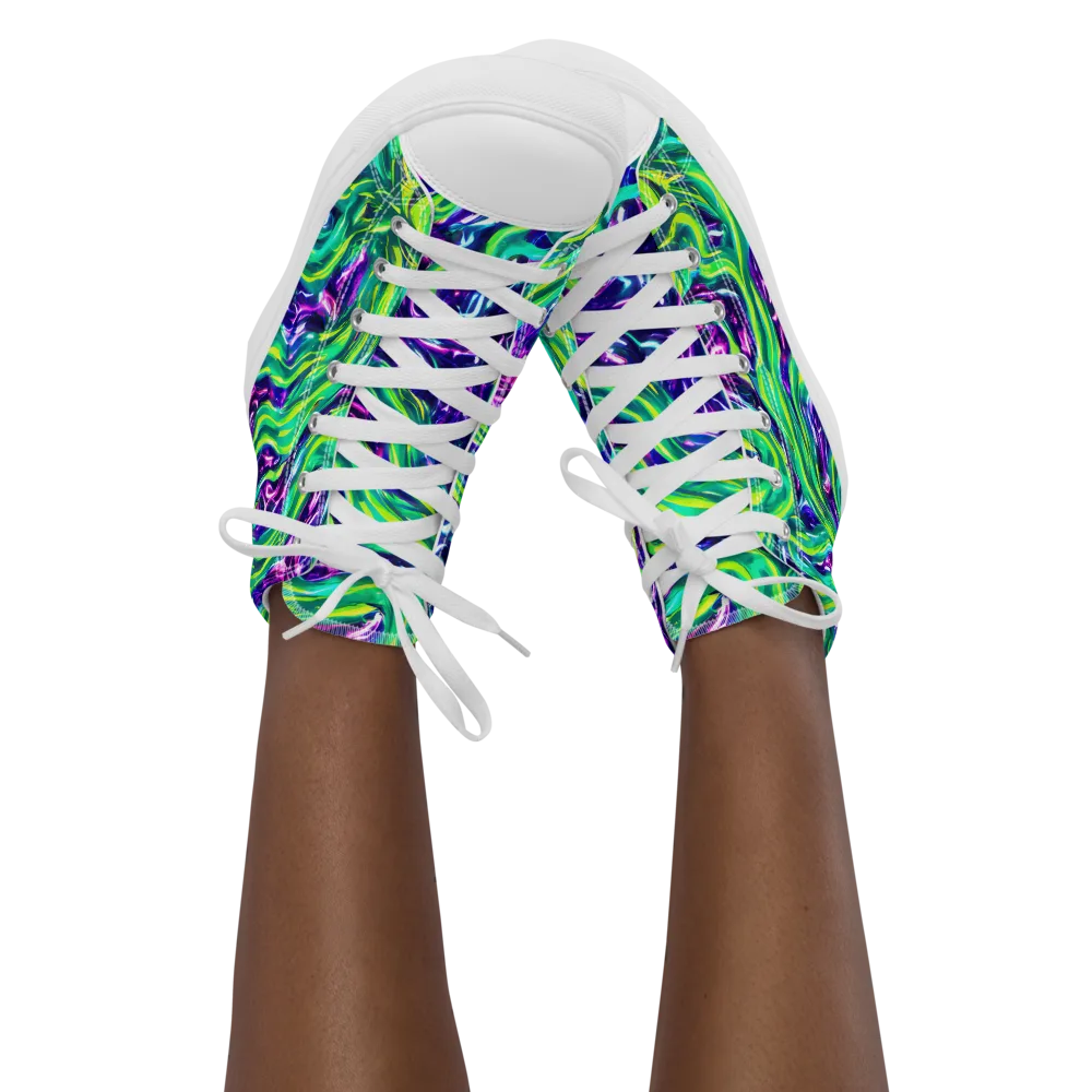 Cosmic Spill on Women's High Top Canvas Shoes — Front