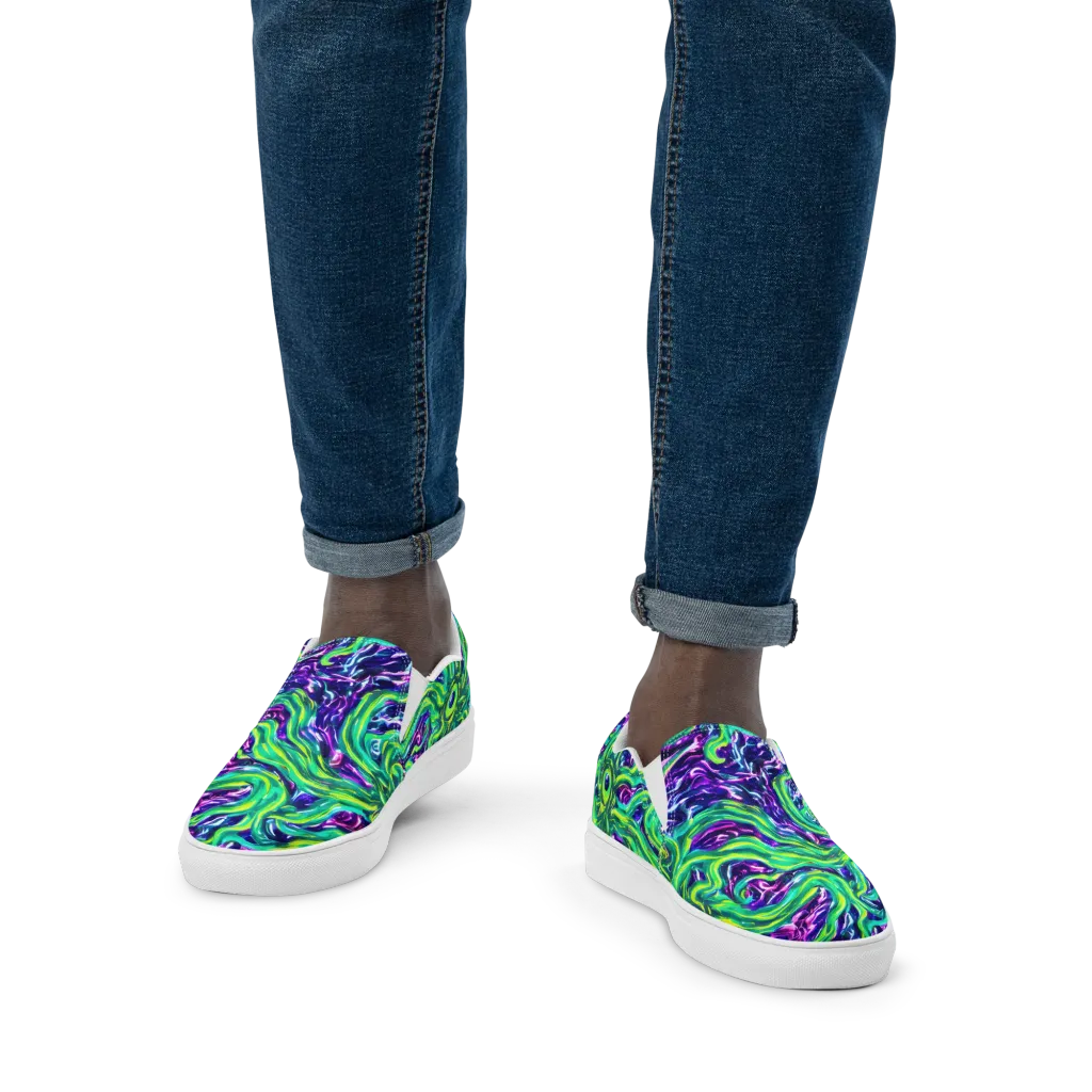 Cosmic Spill on Men's Slip-On Canvas Shoes — Front