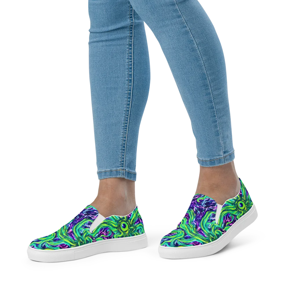 Cosmic Spill on Women's Slip-On Canvas Shoes — Front
