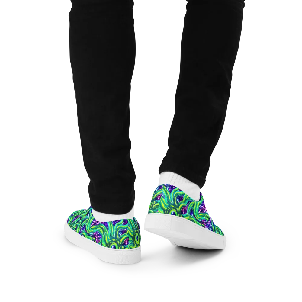 Cosmic Spill on Men's Lace-Up Canvas Shoes — Back