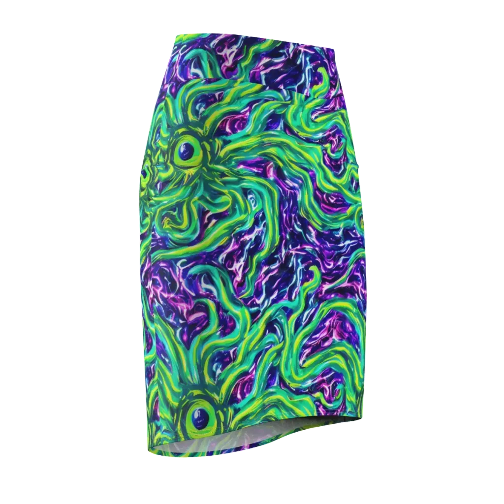 Cosmic Spill on Pencil Skirt — Front Side