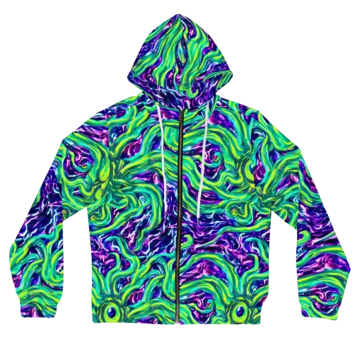 Cosmic Spill on a Women's Full-Zip Hoodie