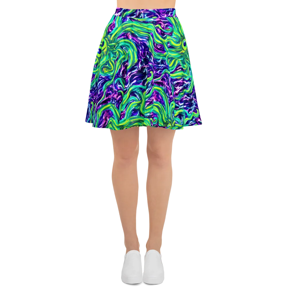 Cosmic Spill on Skater Skirt — Front