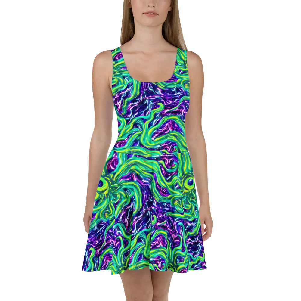 Cosmic Spill on Skater Dress — Front
