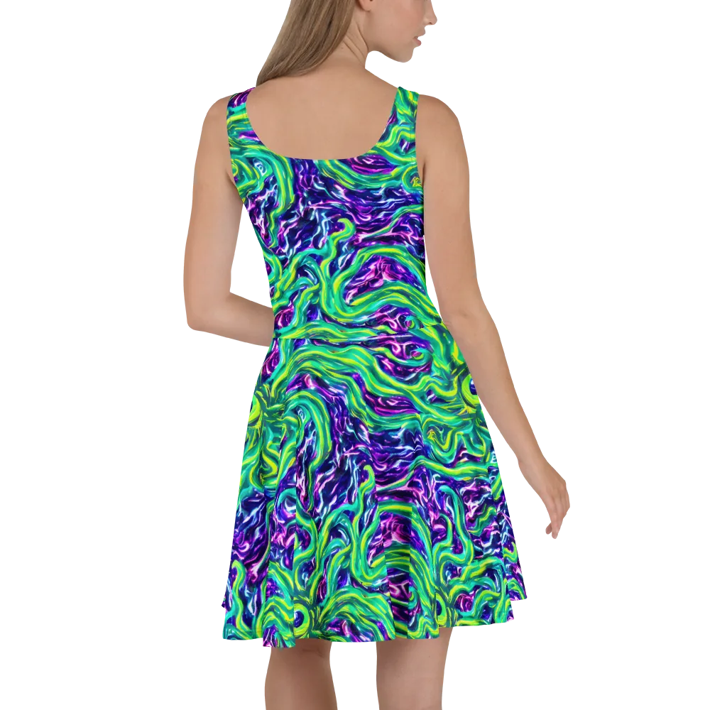 Cosmic Spill on Skater Dress — Back