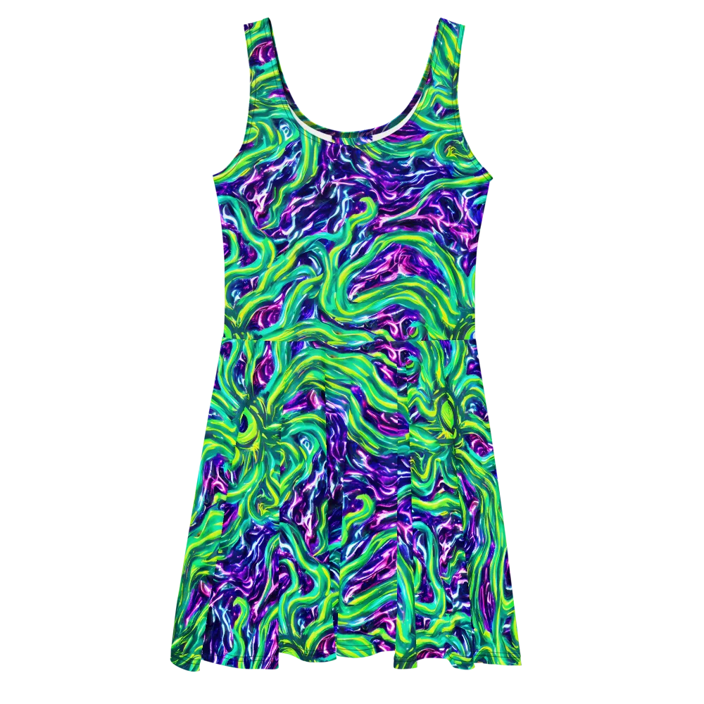 Cosmic Spill on Skater Dress — Front