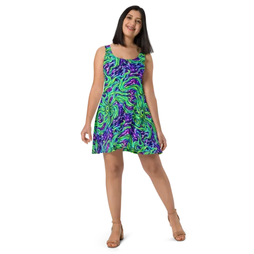 Cosmic Spill on a Skater Dress
