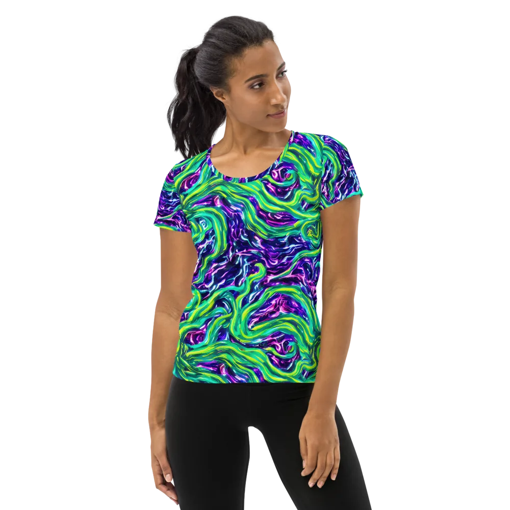 Cosmic Spill on Women's Athletic T-Shirt — Front