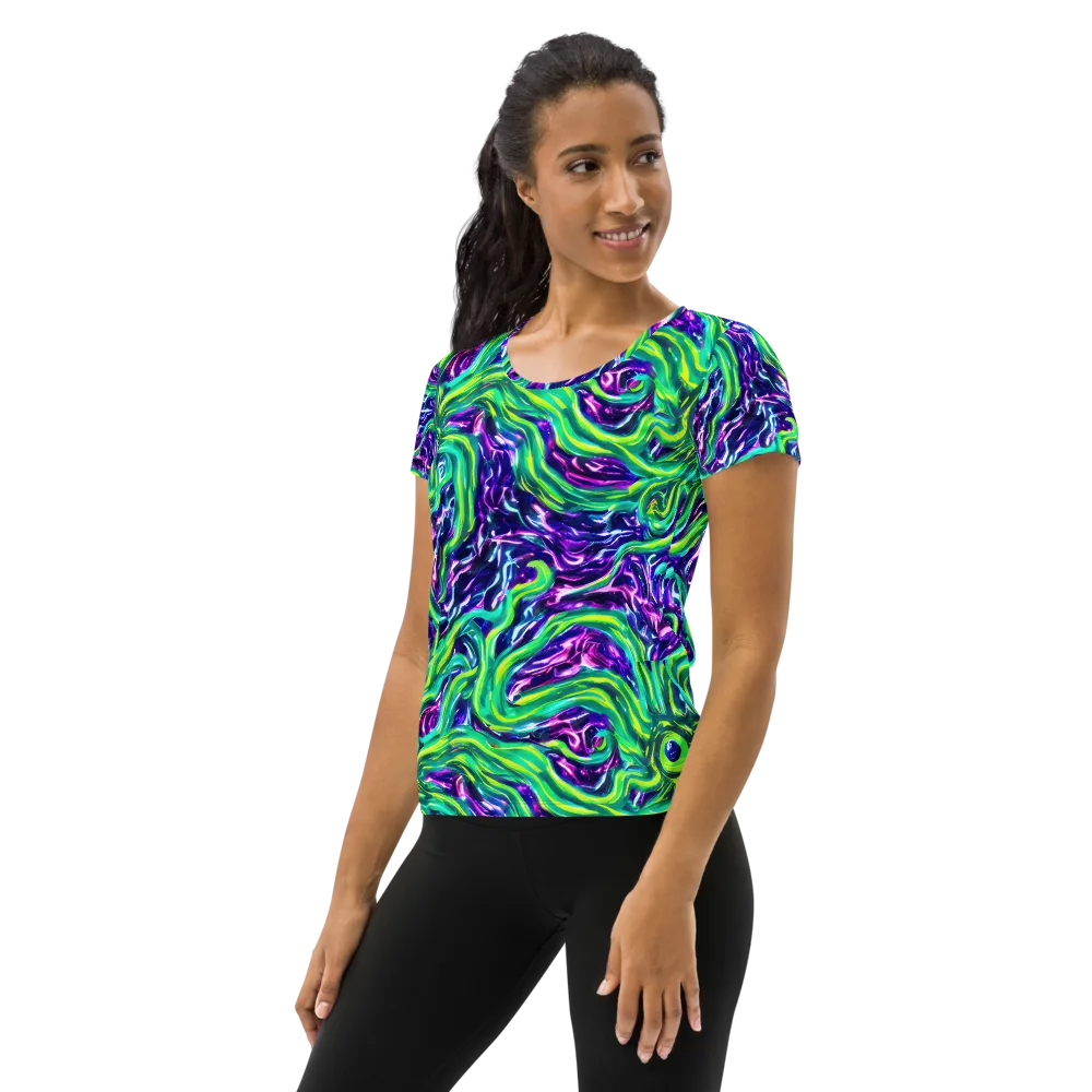 Cosmic Spill on Women's Athletic T-Shirt — Left