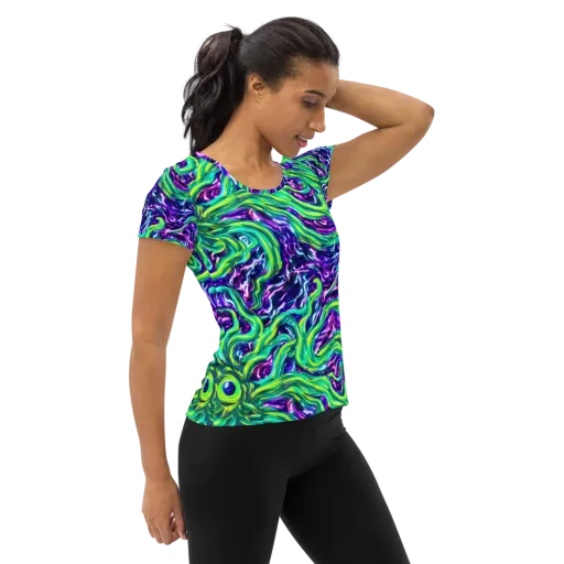 Cosmic Spill on a Women's Athletic T-Shirt