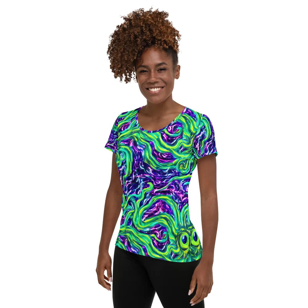 Cosmic Spill on Women's Athletic T-Shirt — Left