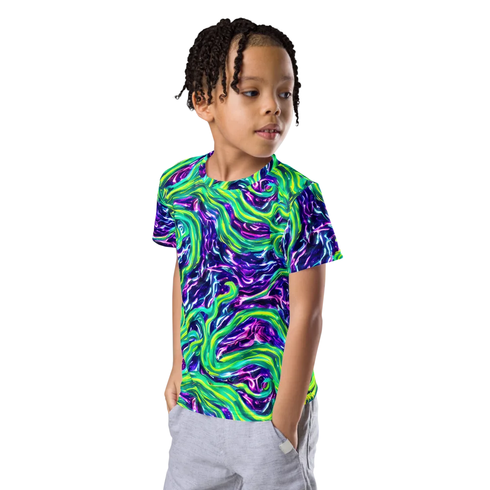 Cosmic Spill on Kids Crew Neck T-Shirt — Left Front