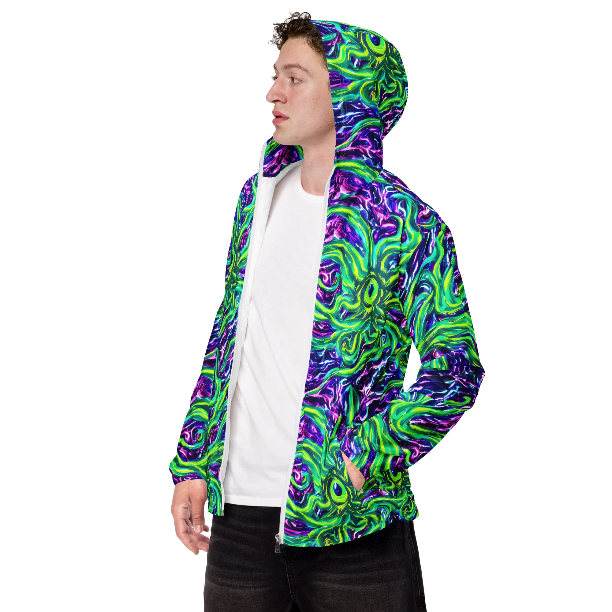 Cosmic Spill on Men's Windbreaker — Left Front