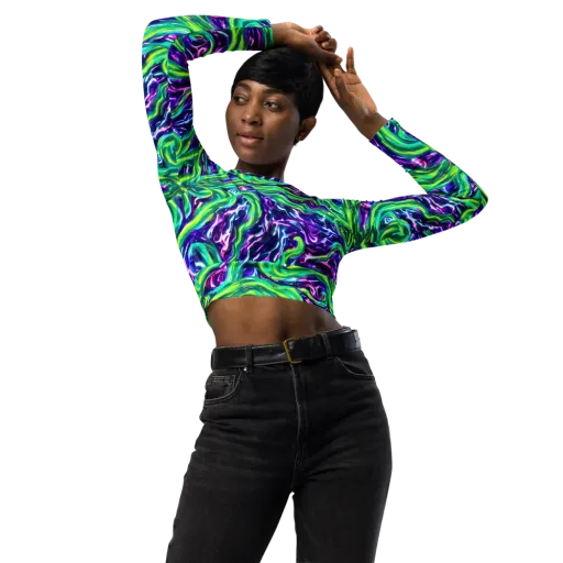 Cosmic Spill on a Long Sleeve Crop Top