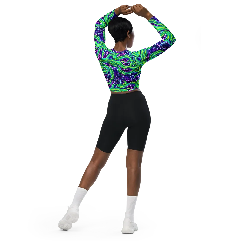 Cosmic Spill on Long Sleeve Crop Top — Back