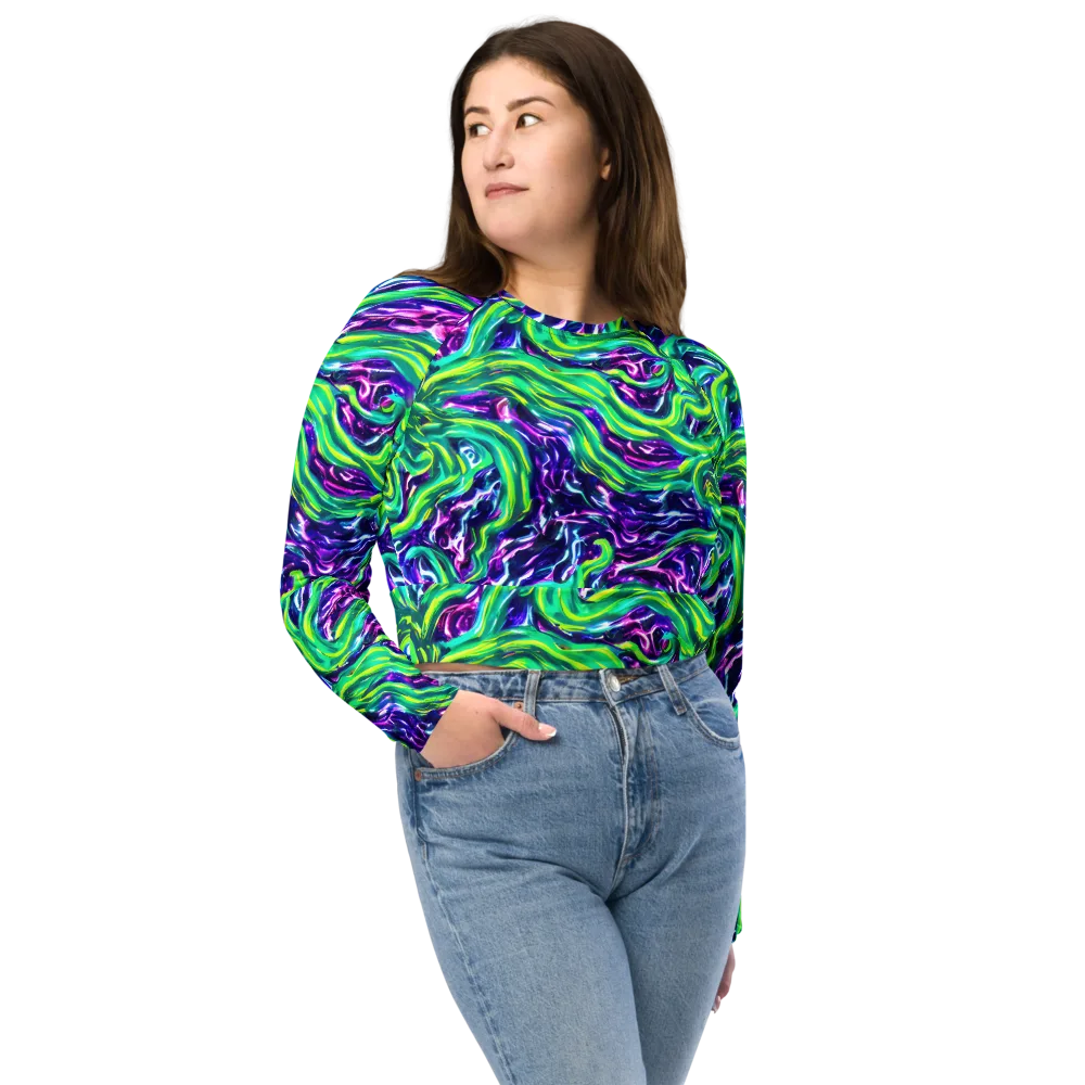 Cosmic Spill on Long Sleeve Crop Top — Front