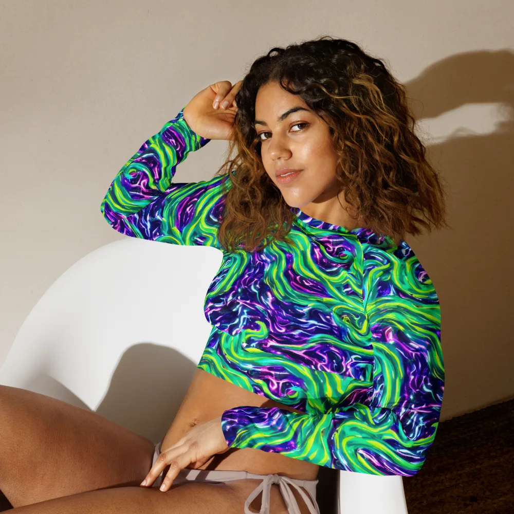 Cosmic Spill on Long Sleeve Crop Top — Left Front
