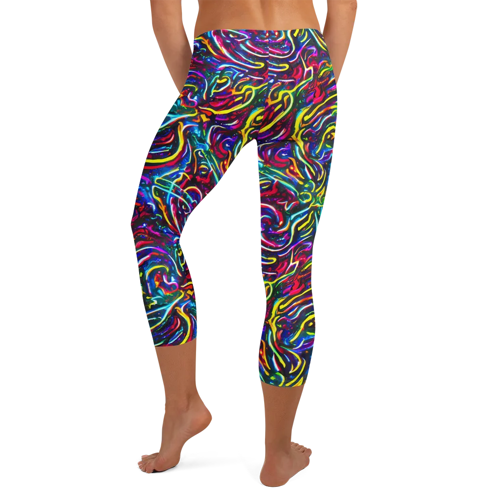 Prismatic Torrent on Capri Leggings — Back