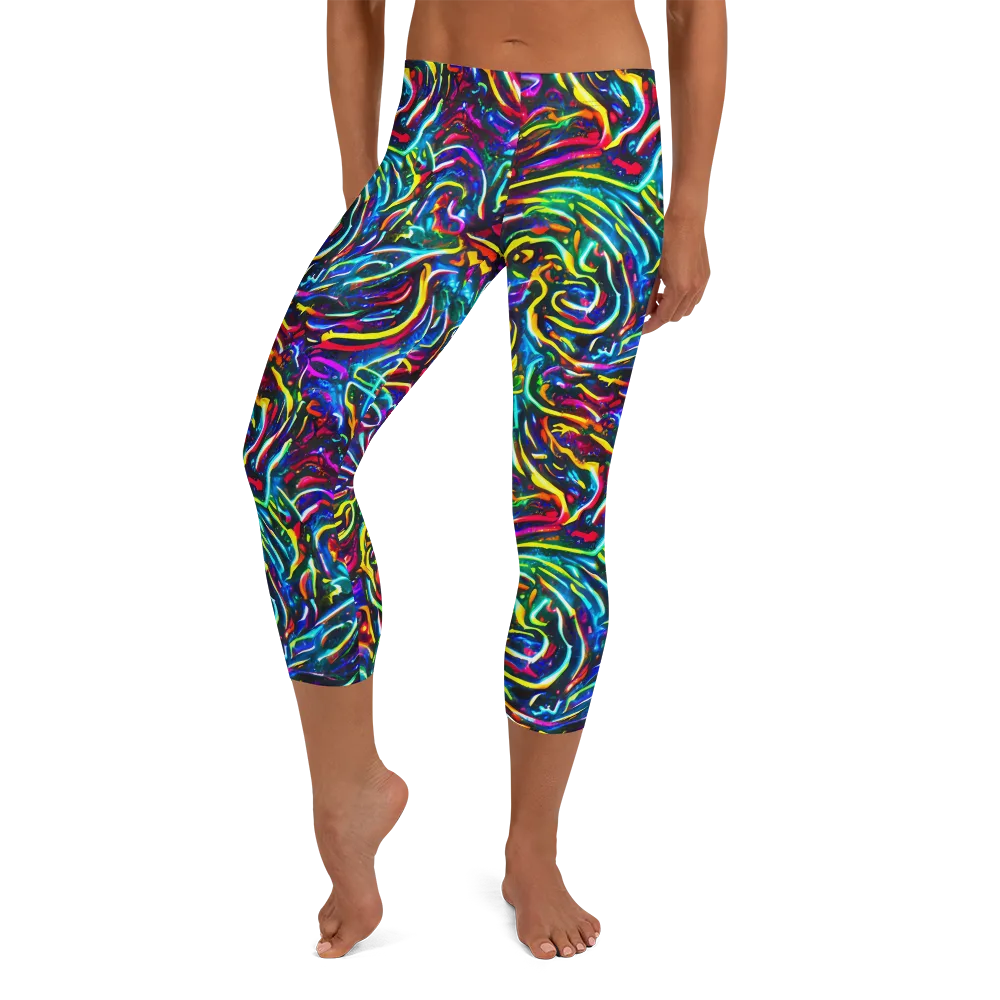 Prismatic Torrent on Capri Leggings — Front