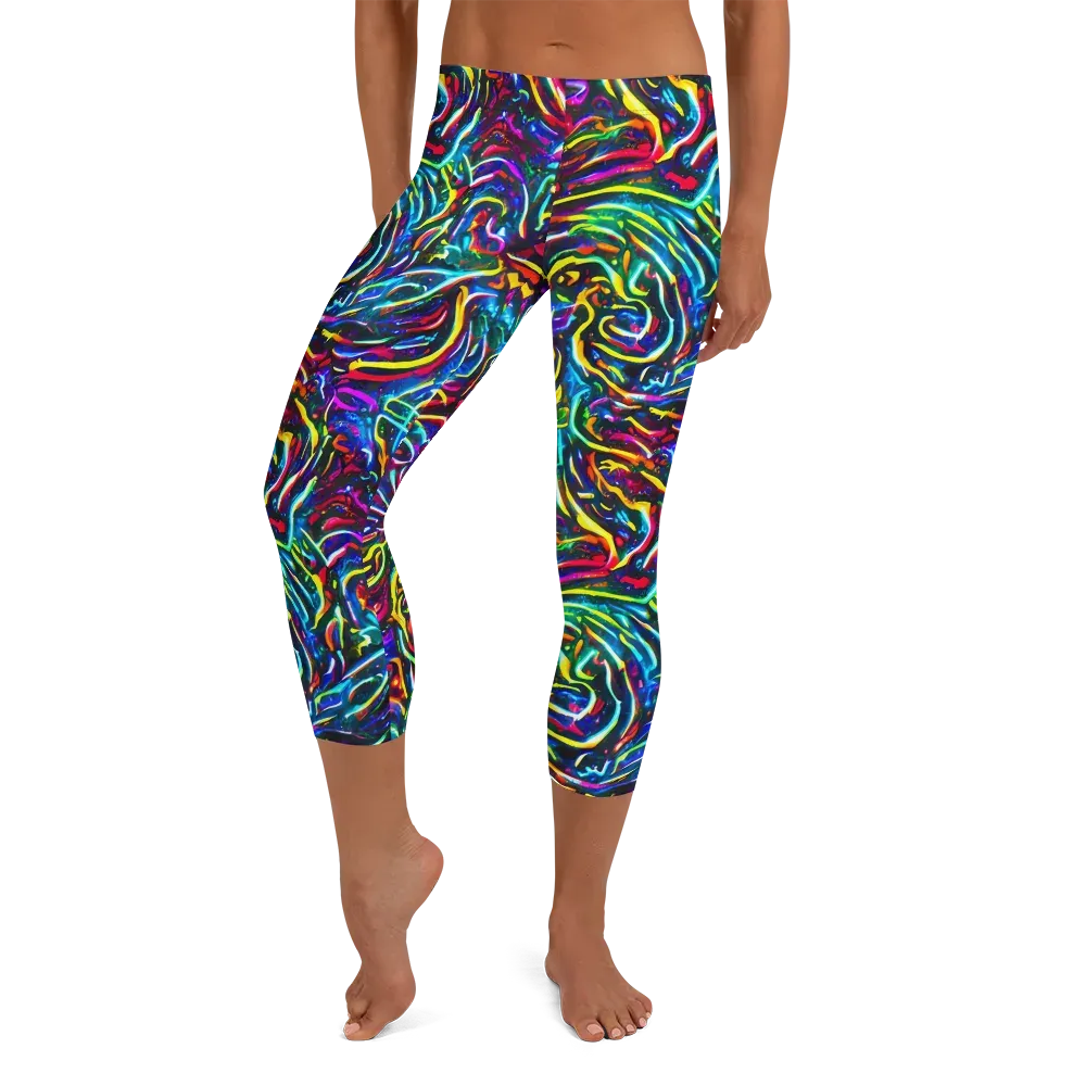 Prismatic Torrent on Capri Leggings — Front