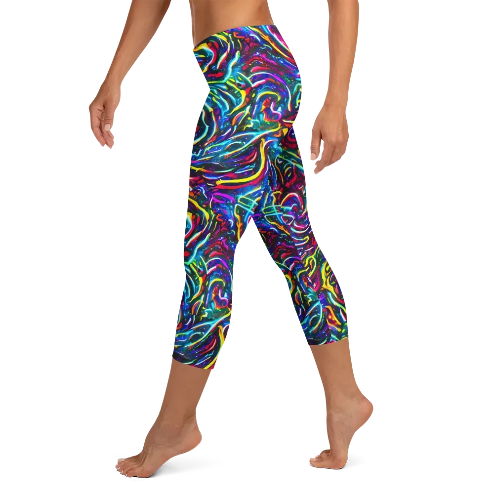 Prismatic Torrent on Capri Leggings — Left
