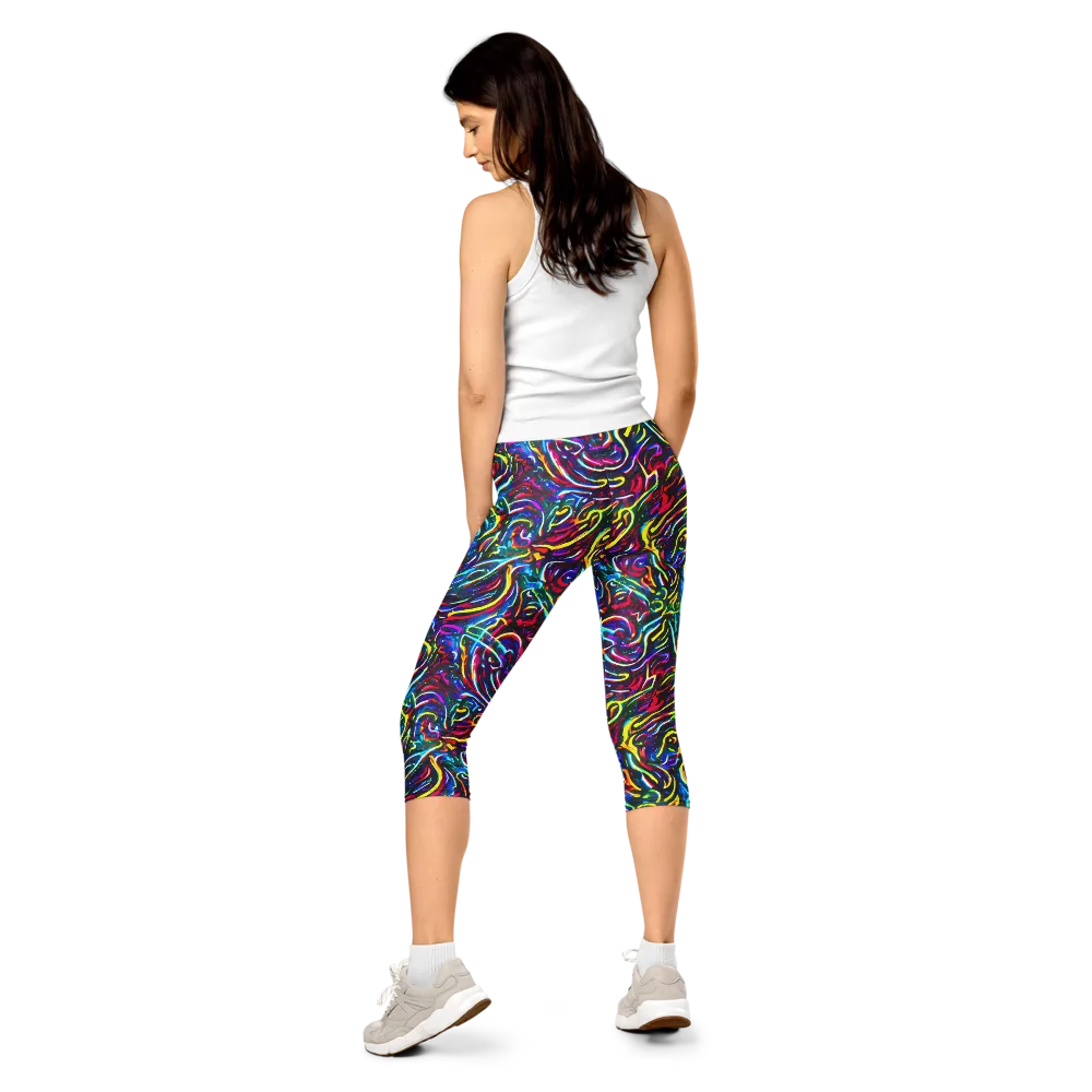 Prismatic Torrent on Capri Leggings — Back