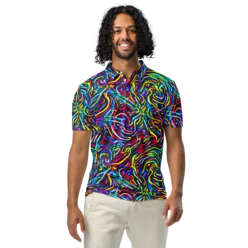 Prismatic Torrent on a Men's Slim Fit Polo Shirt