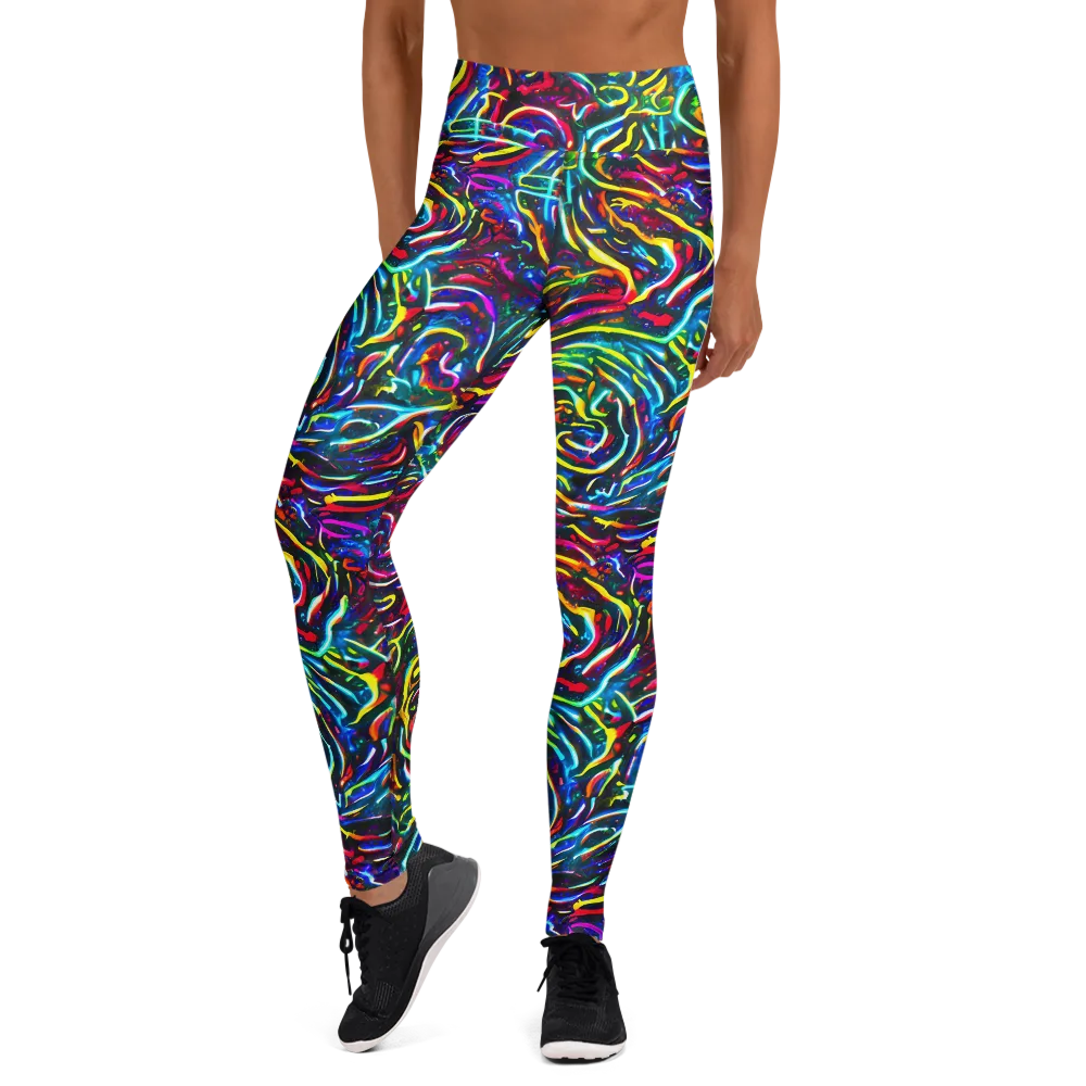 Prismatic Torrent on Yoga Leggings — Front