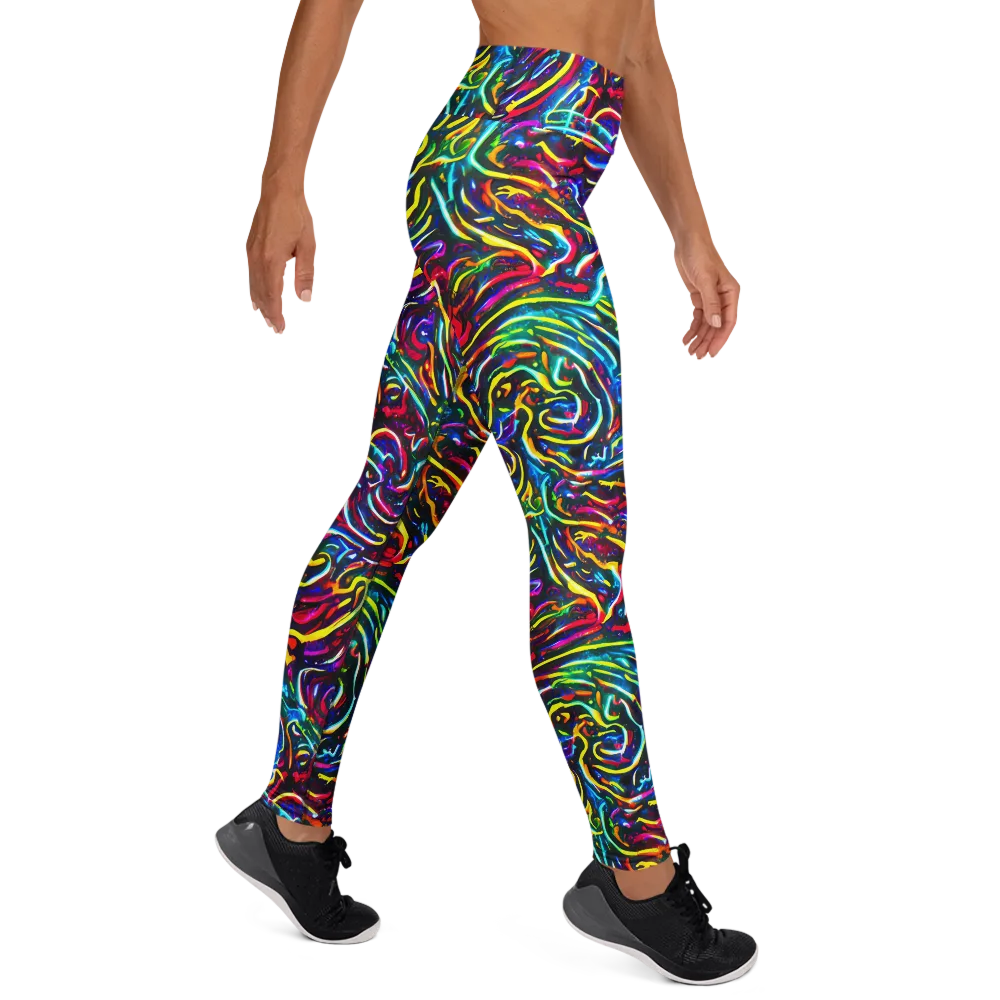 Prismatic Torrent on Yoga Leggings — Right