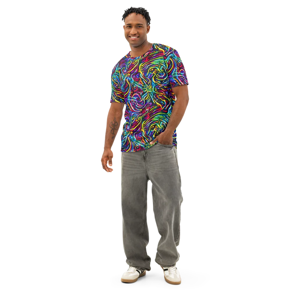 Prismatic Torrent on Men's Cotton Crew Neck T-Shirt — Front