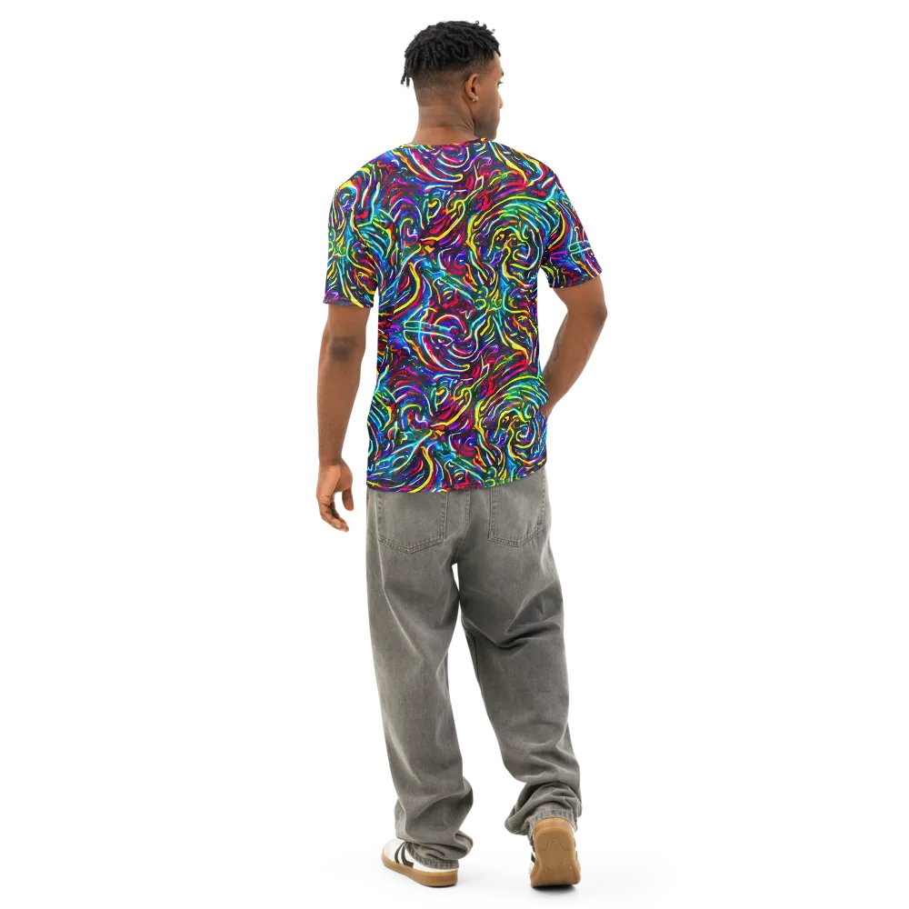 Prismatic Torrent on Men's Cotton Crew Neck T-Shirt — Back