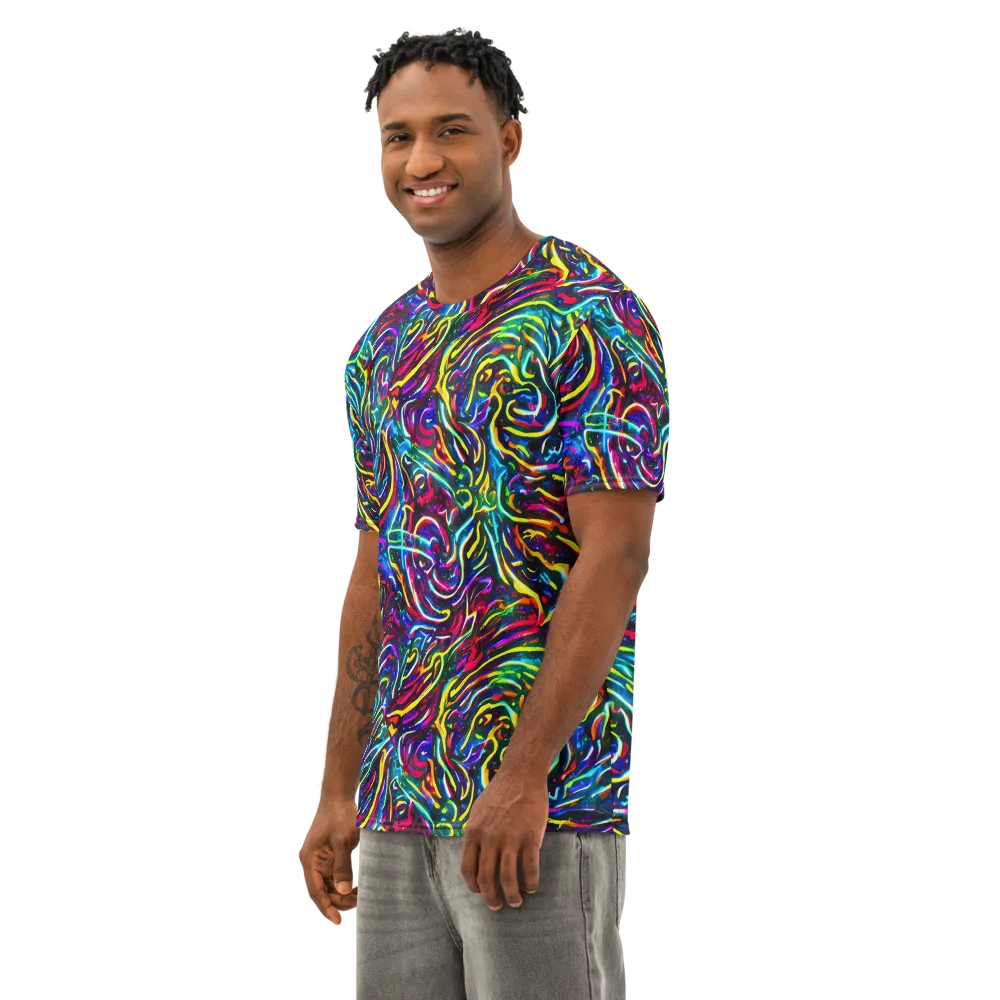 Prismatic Torrent on Men's Cotton Crew Neck T-Shirt — Left Front