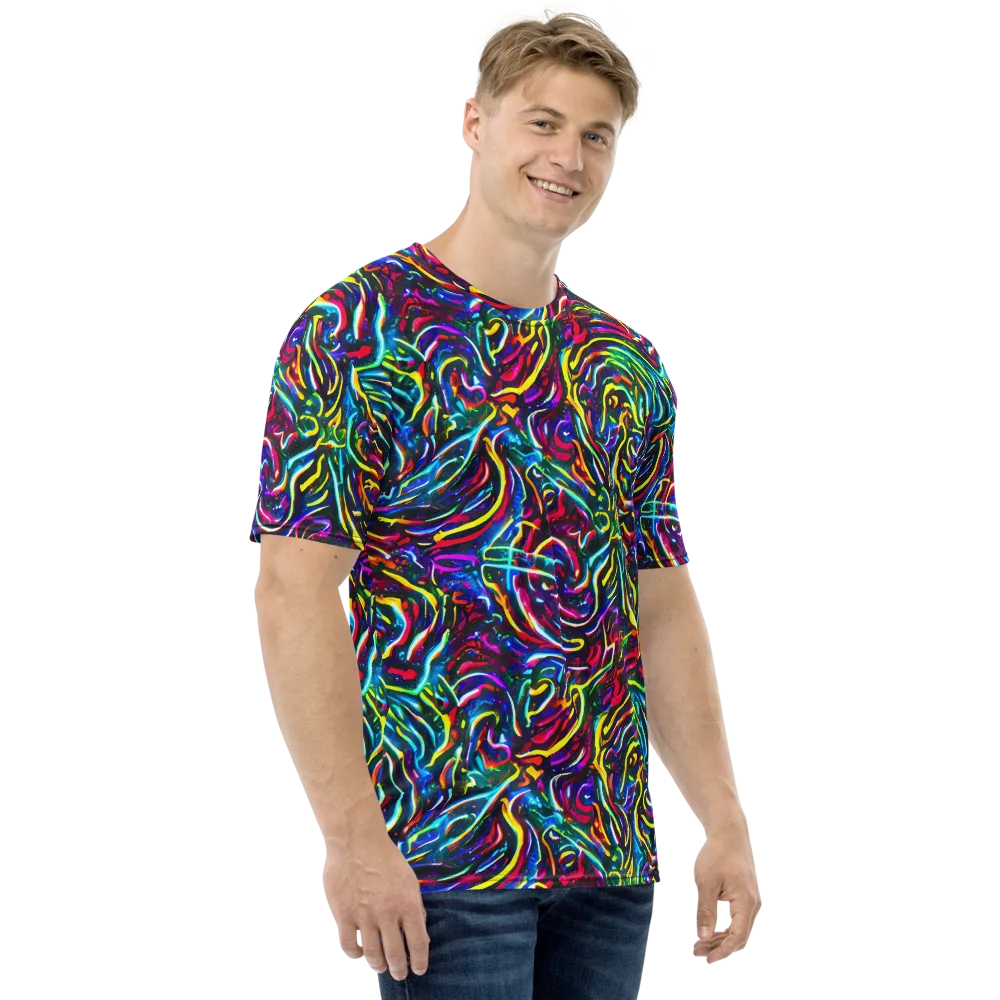 Prismatic Torrent on Men's Crew Neck T-Shirt — Right