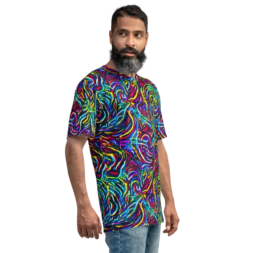 Prismatic Torrent on Men's Crew Neck T-Shirt — Right