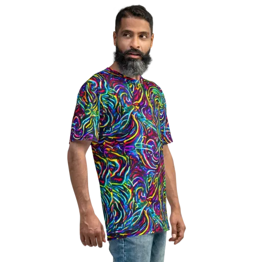 Prismatic Torrent on a Men's Crew Neck T-Shirt