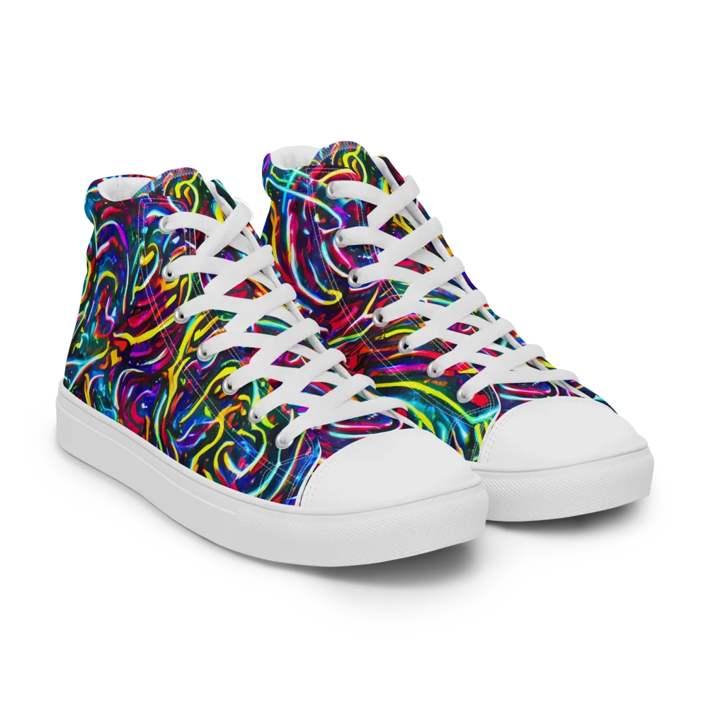 Prismatic Torrent on Men's High Top Canvas Shoes — Right Front