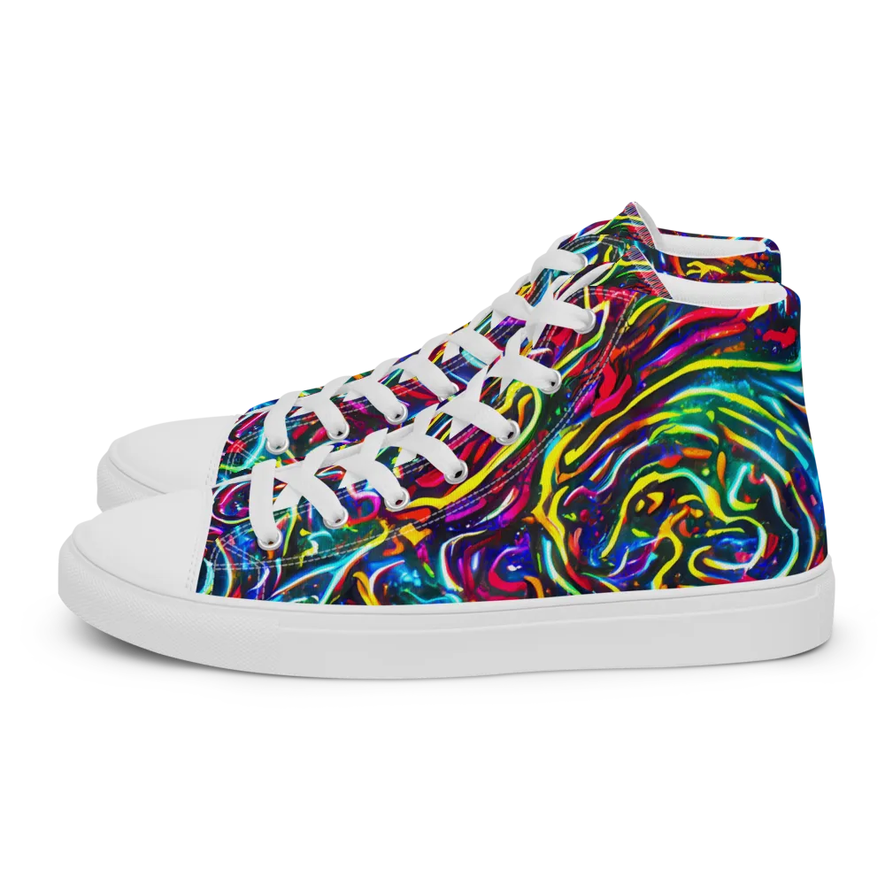 Prismatic Torrent on Men's High Top Canvas Shoes — Left
